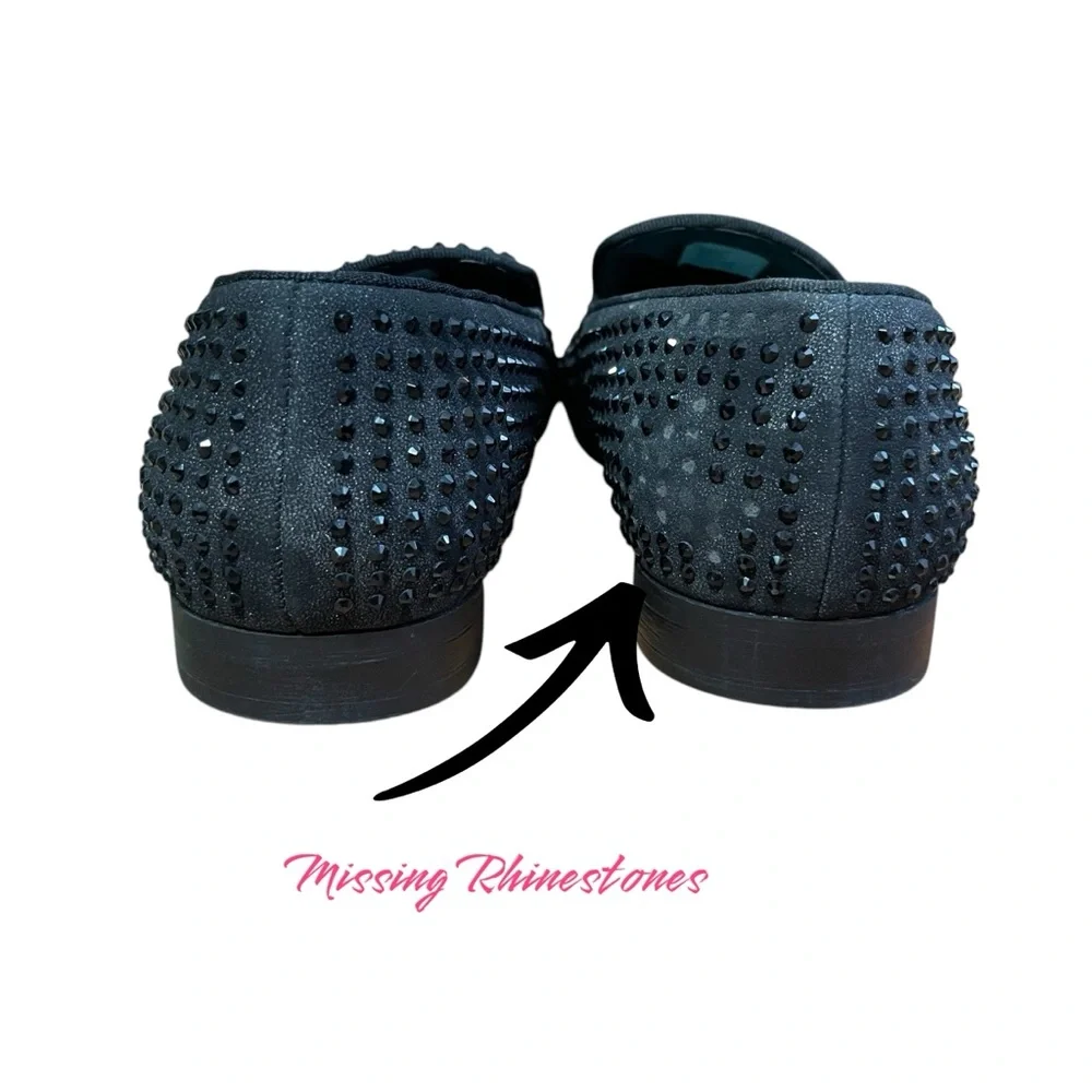 Steve Madden Black Rhinestone Studded Slip-On Loafers‎ Men’s Formal Party Shoes